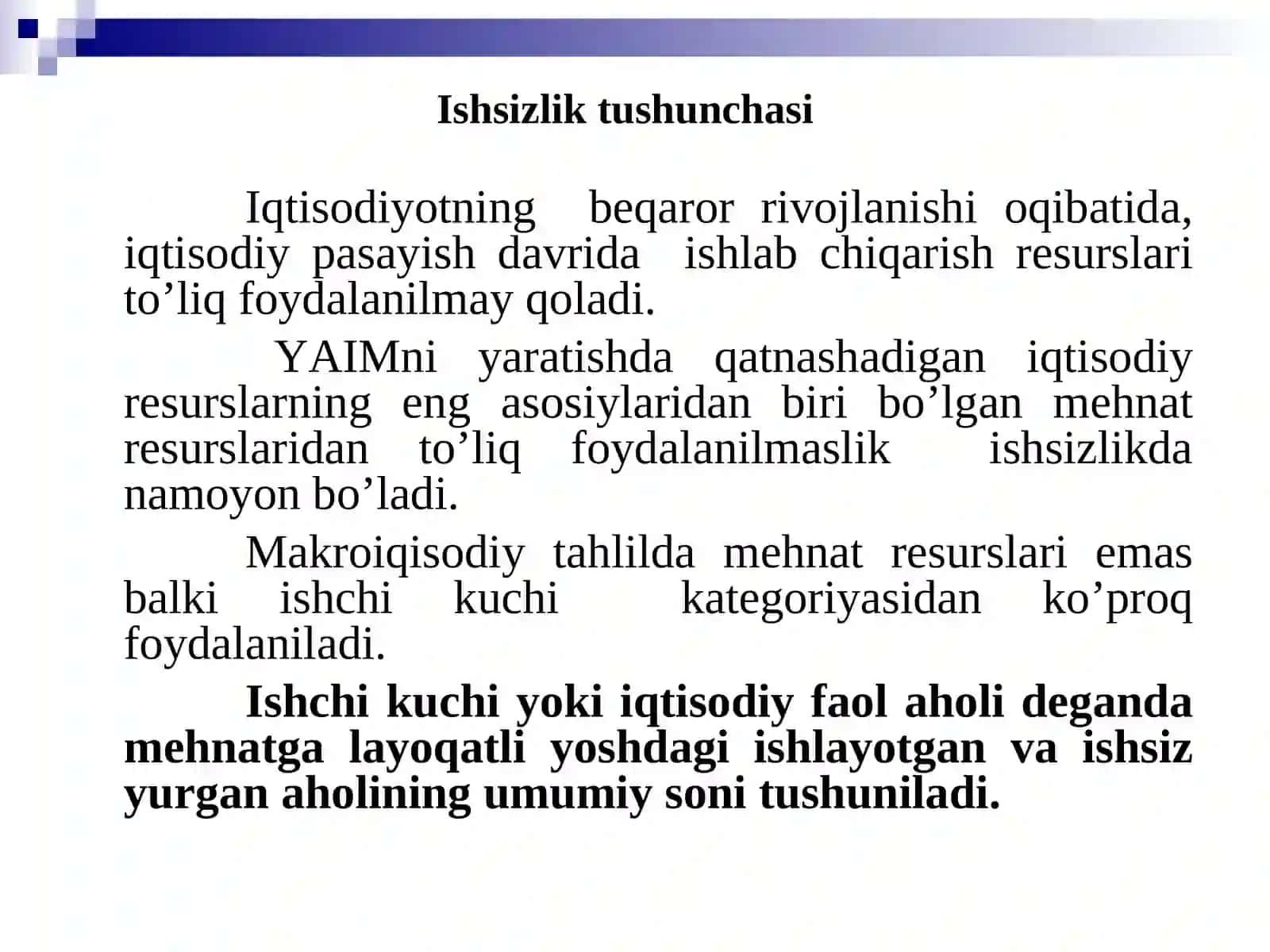Iqtisodiy tebranishlar. Ishsizlik 4