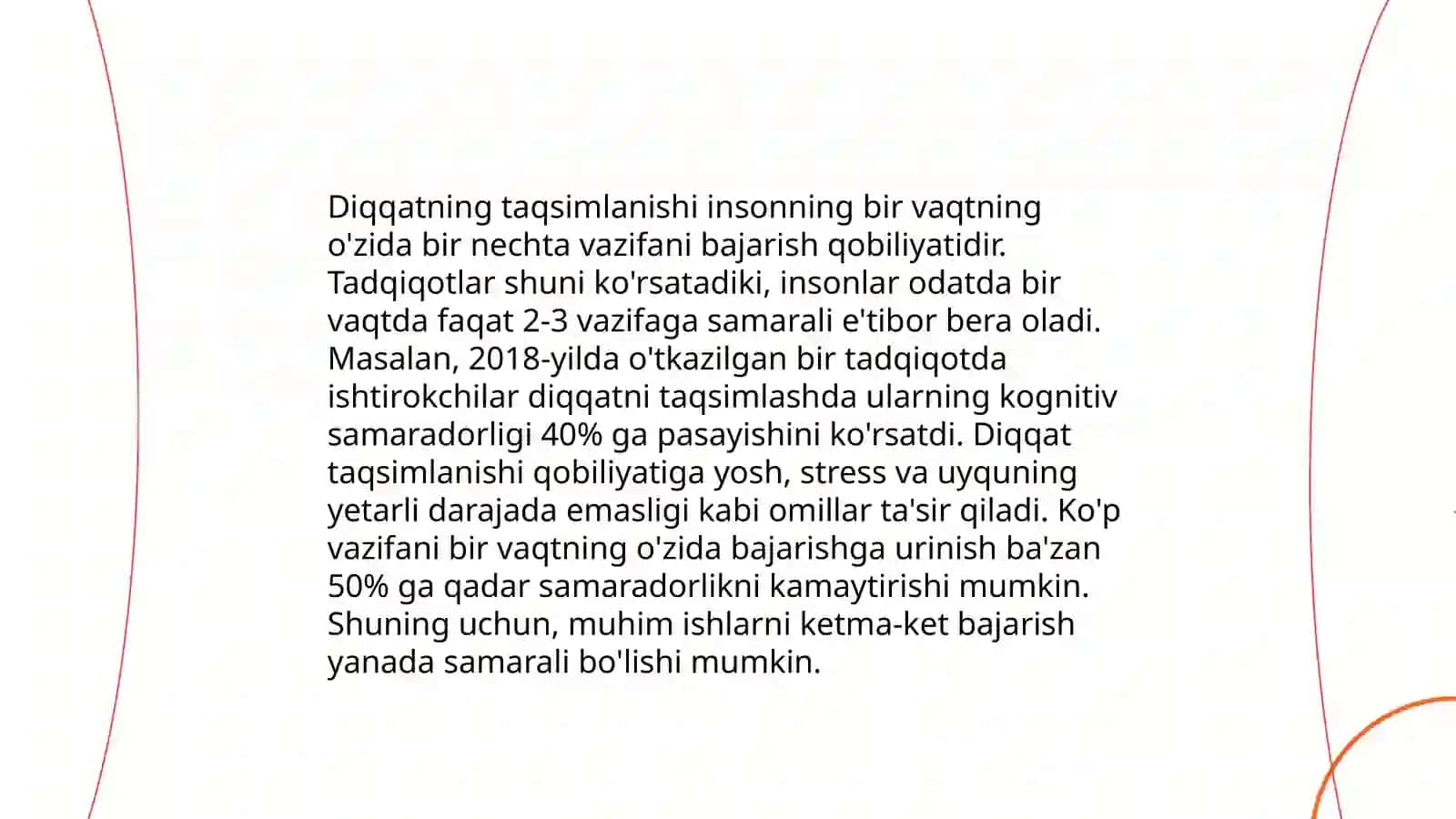 Diqqatning kontsentratsiya darajasi 4