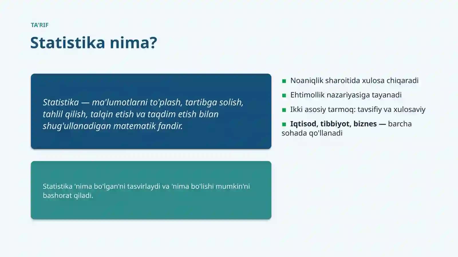 Statistika: kelajagi va istiqbollari 4