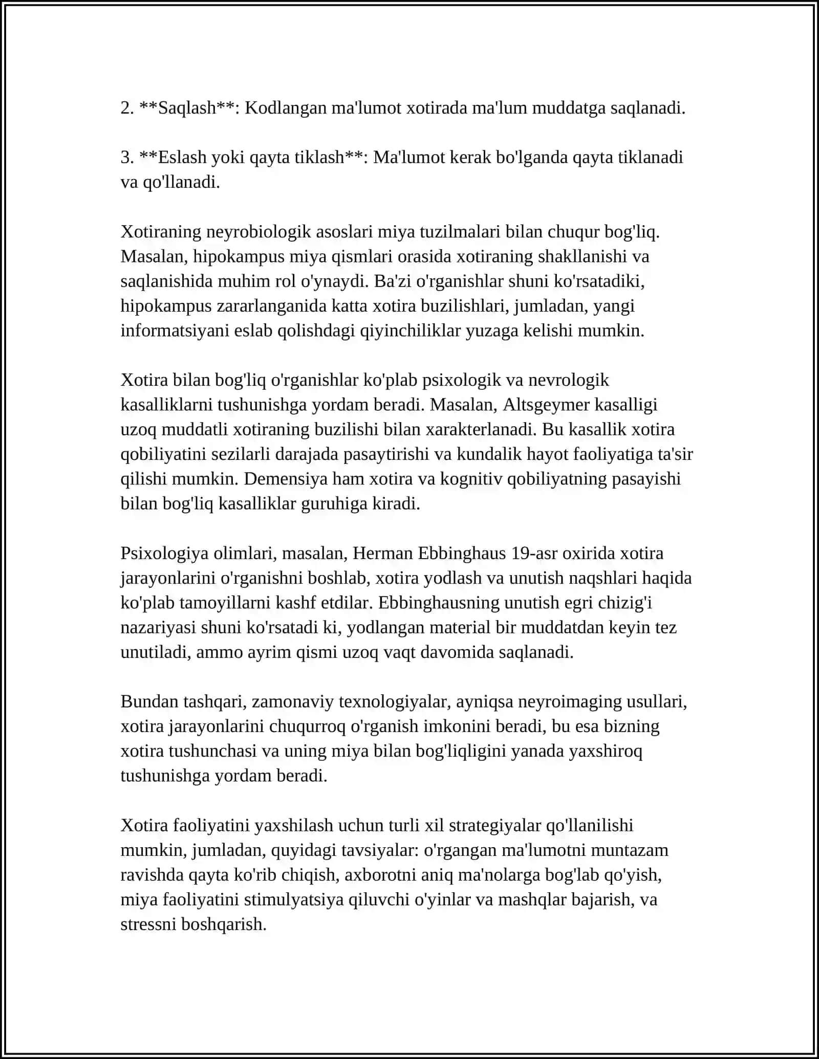 XOTIRA TURLARI VA UNING JARAYONLARI 4