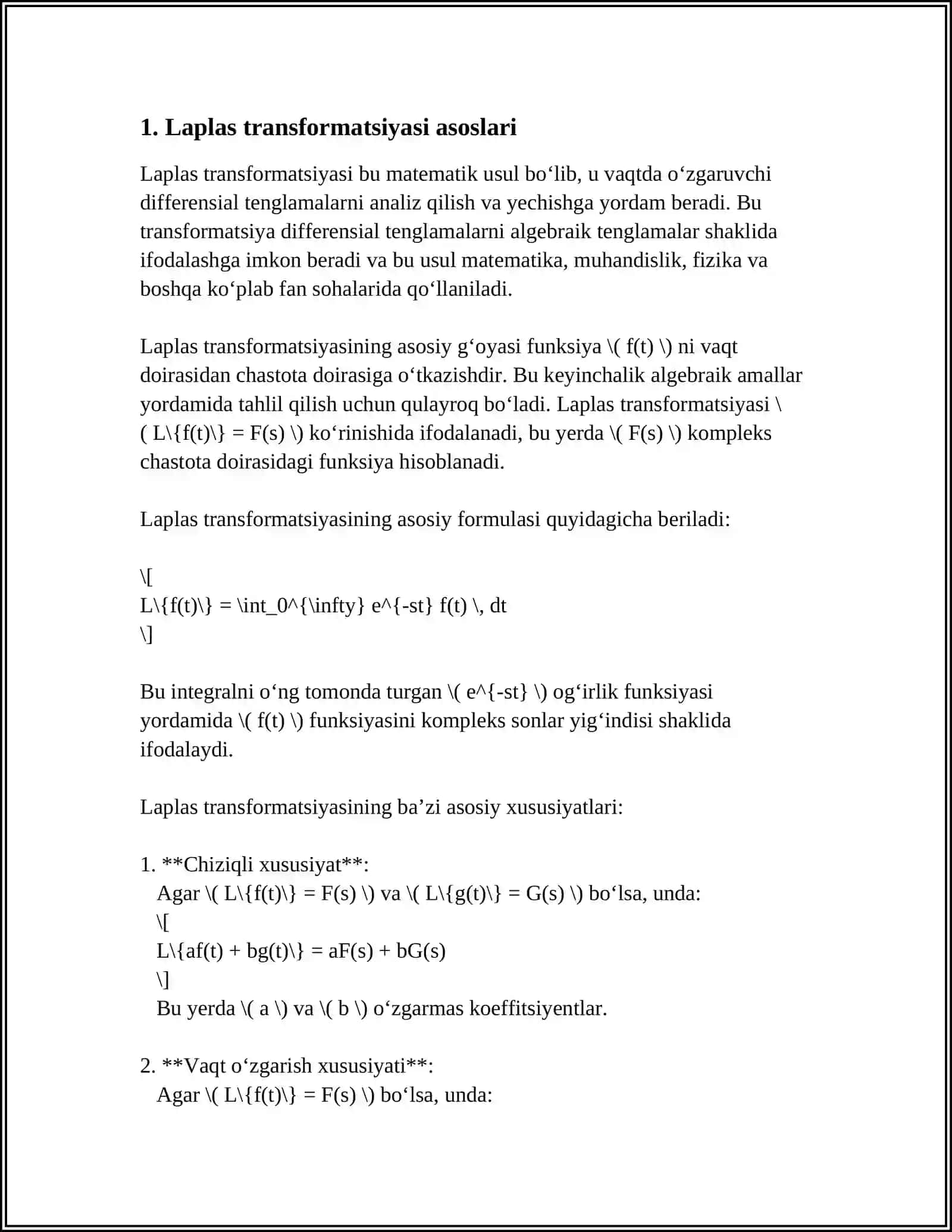 Aniq va Tabiiy Fanlar Kafedrasi Referat 4