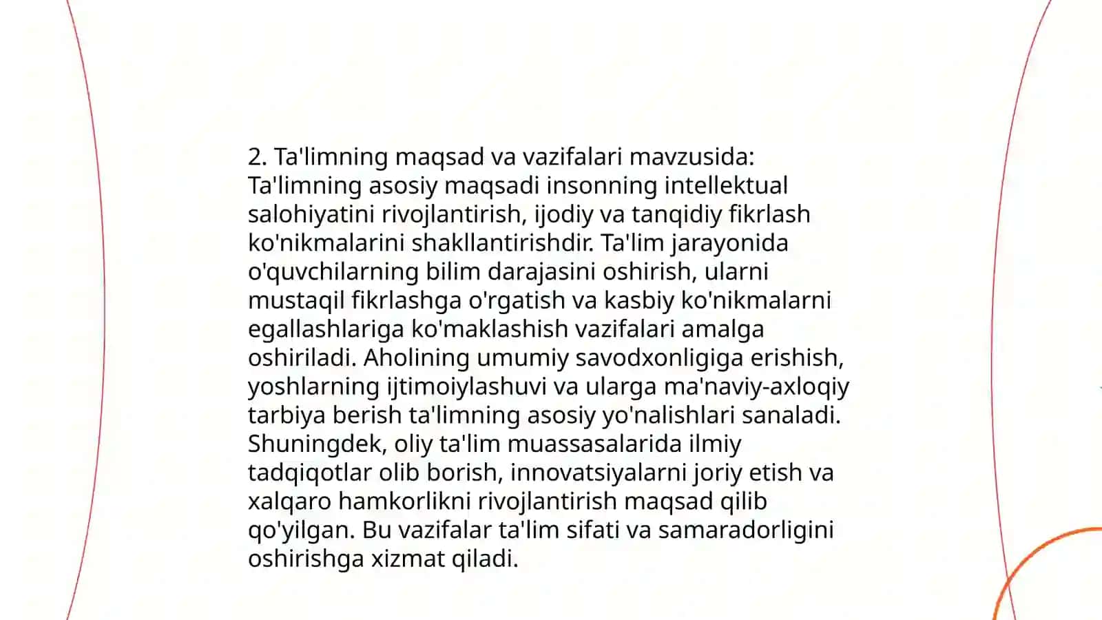 Ta'lim to'g'risidagi qonunning tuzilishi 4