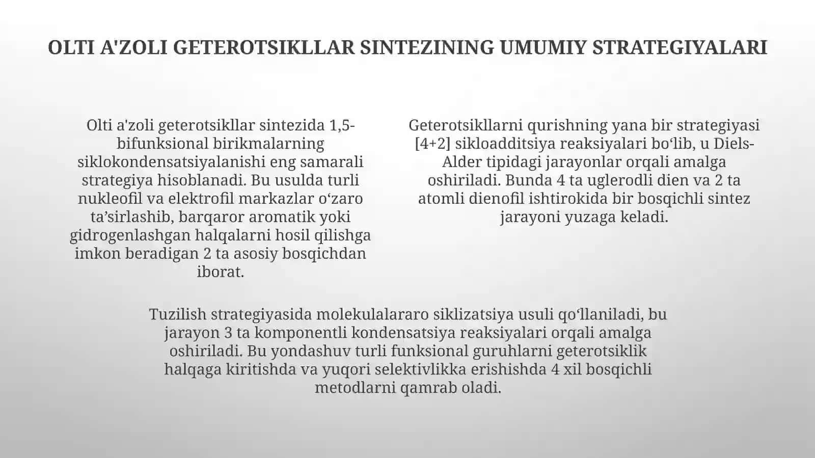 Zamonaviy sintetik metodologiyalar 4