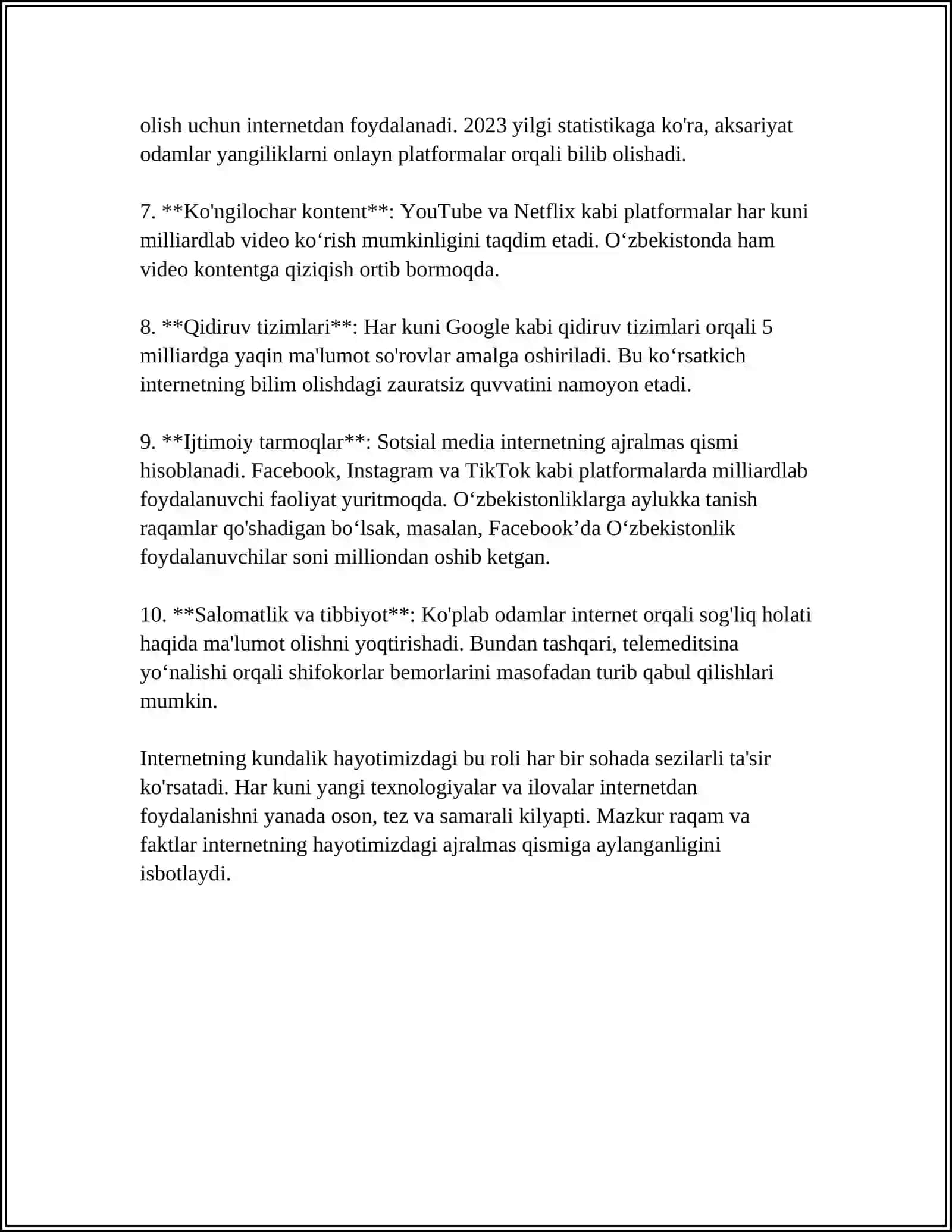 ZAMONAVIY HAYOTDA INTERNETNING ÒRNI 4