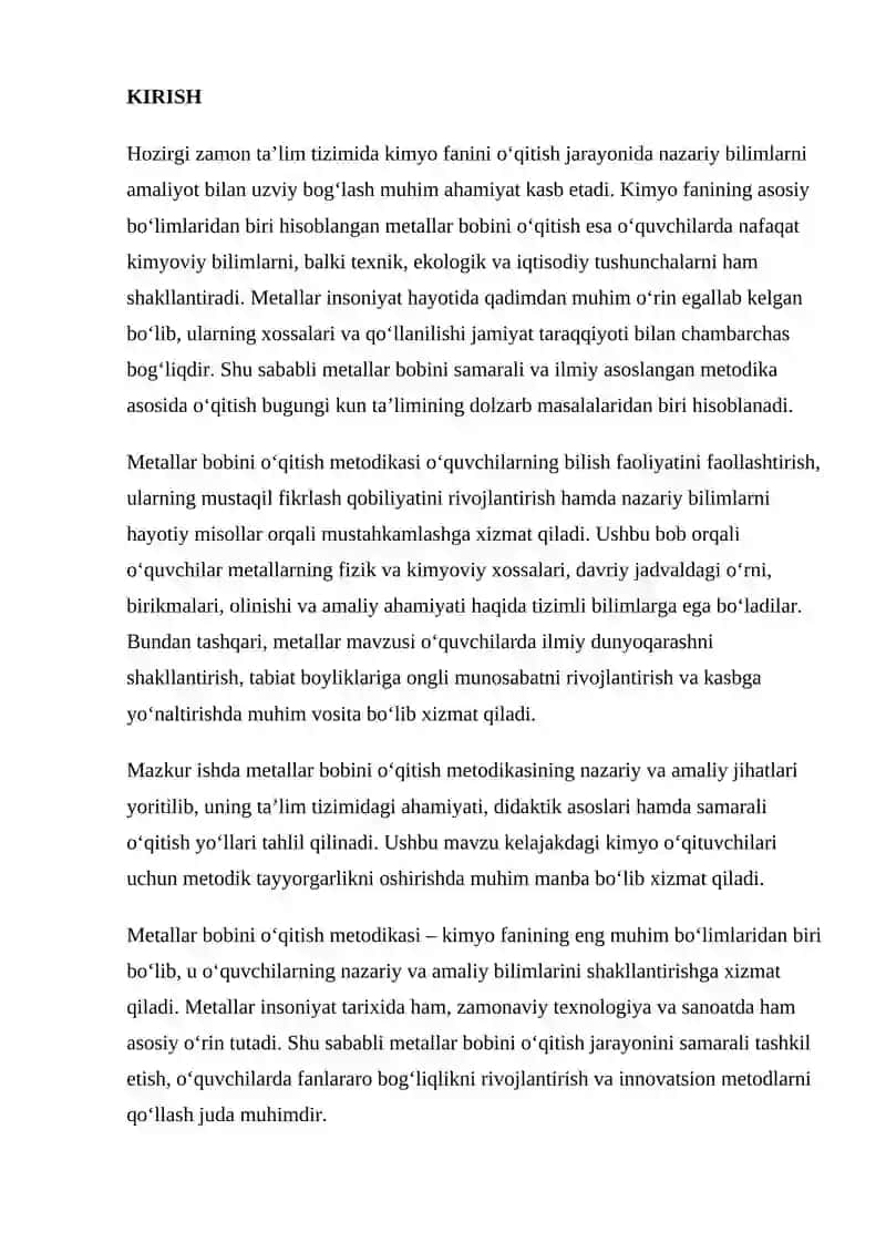 Metallar bobini oʻqitish metodikasi 4