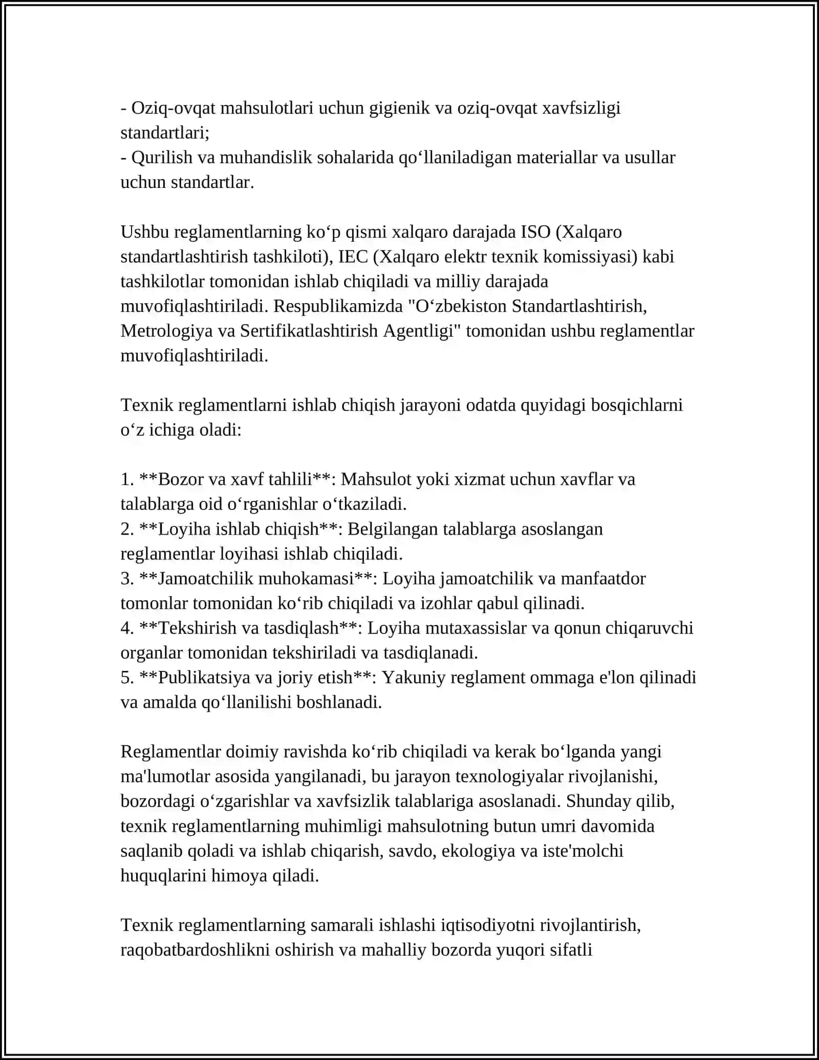 TEXNIK REGLAMENTLARNI VA ULARNI ISHLAB CHIQISH 4