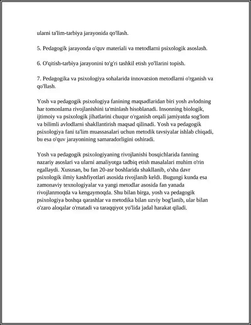 YOSH VA PEDAGOGIK PISIXOLOGIYA FANINING VAZIFALARI VA RIVOJLANISHI BOSQICHLARI 4