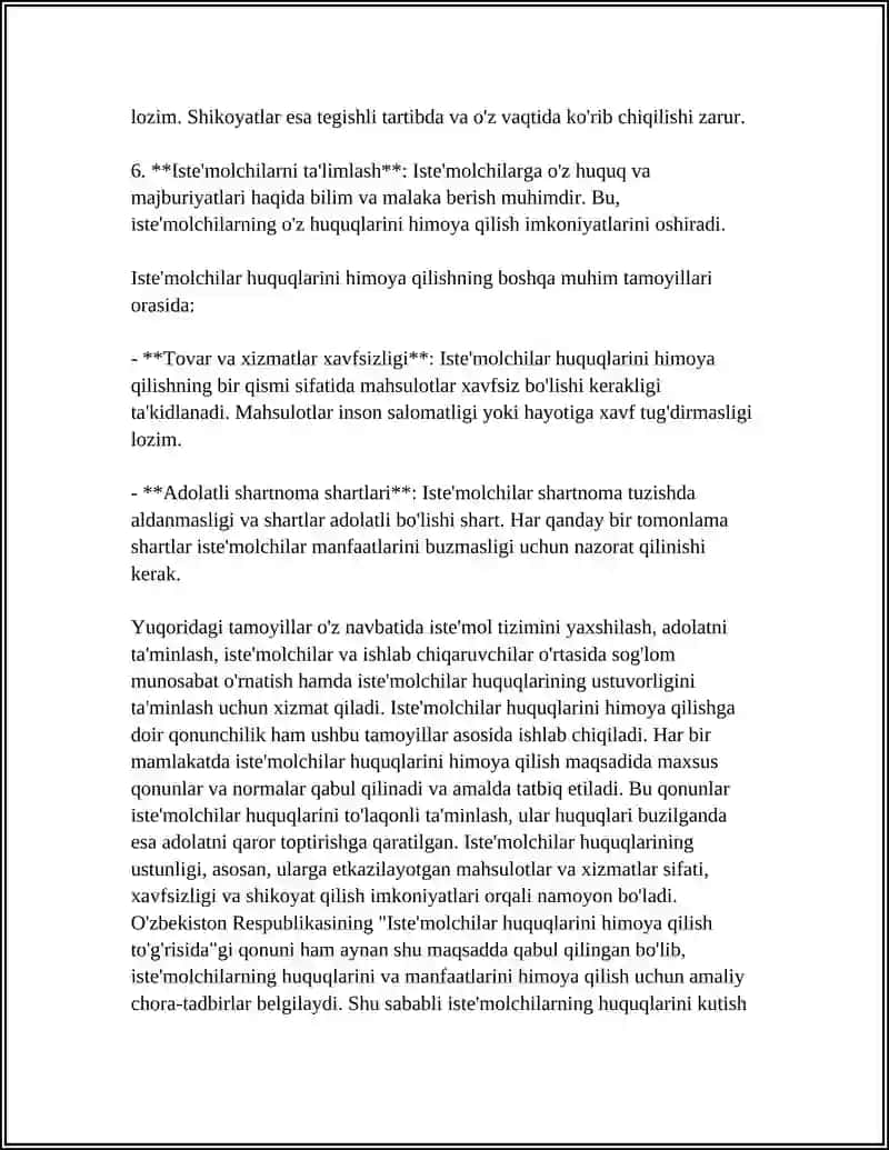Iste'molchilar huquqlarining ustunligi 4