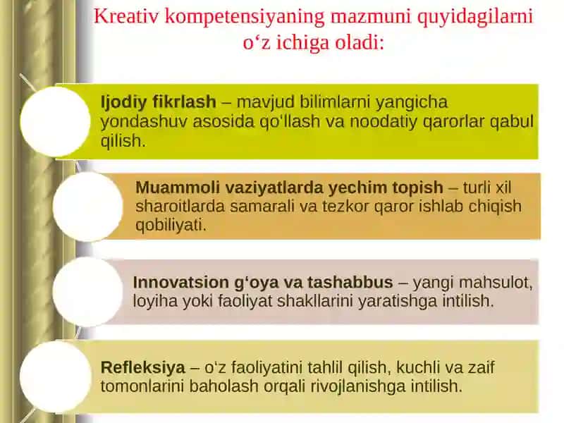 Kreativ kompetensiyaning mazmuni va tuzilishi. 4