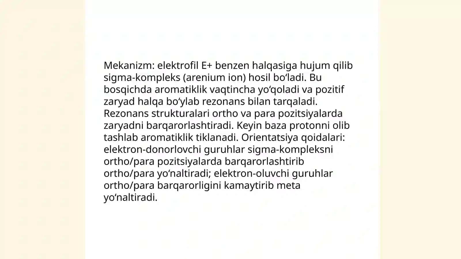 Aromatik elektrofil almashinish 4