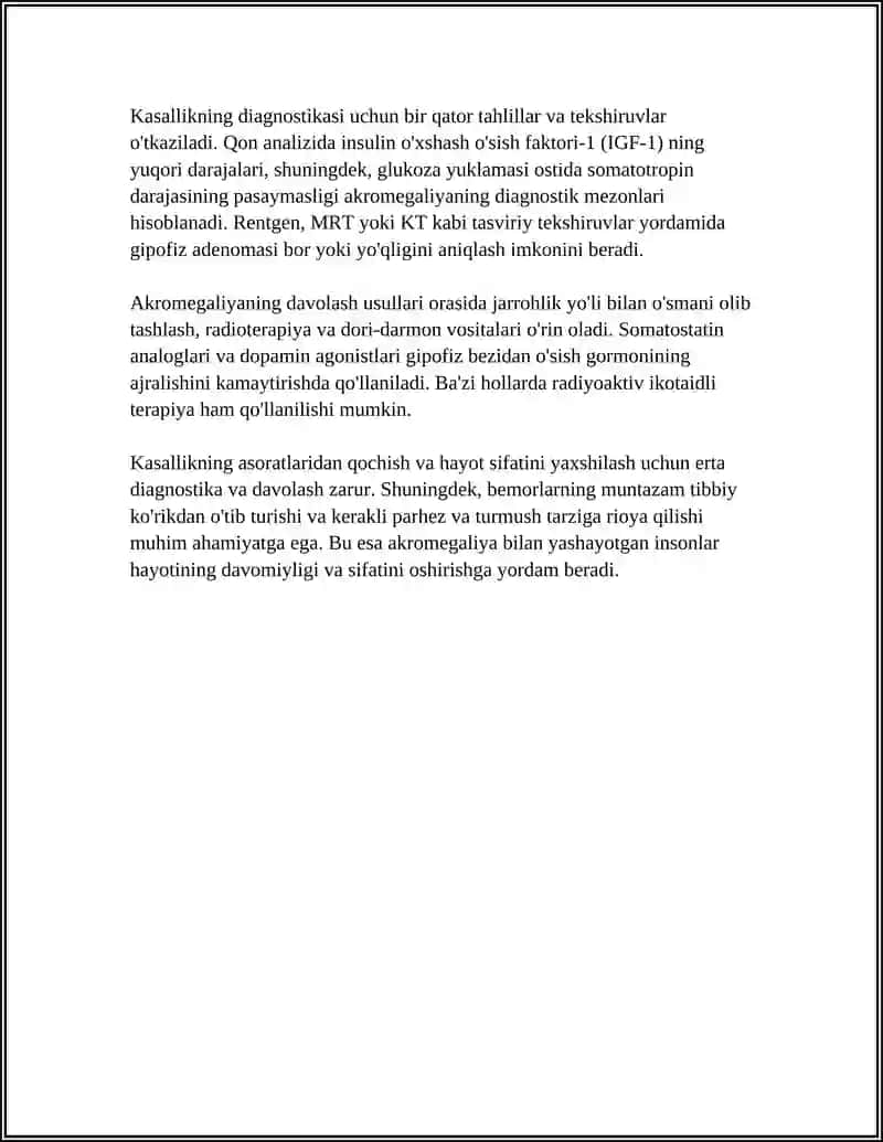 AKROMEGALIYA INTERNET MA'LUMOTLARINI TOPIB O'RGANIB KELISH 4