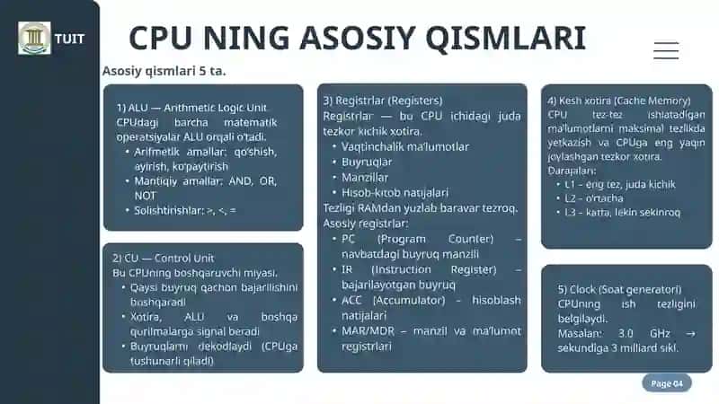 cpu va xotira arxitektursi 4
