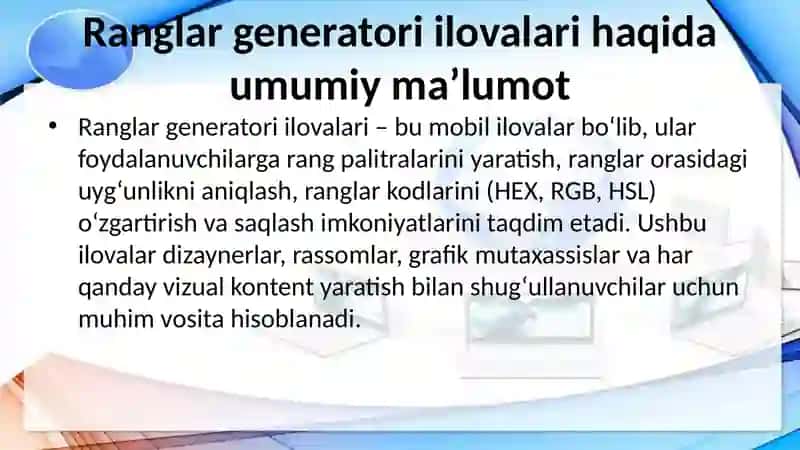 Ranglar generatori ilovasini yaratish 4