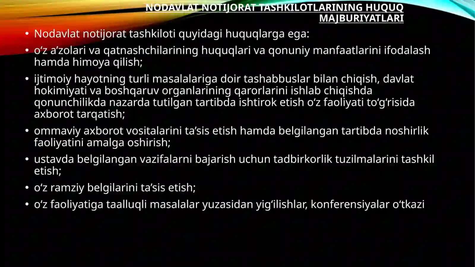 Nodavlat notijorat tashkilotlari to’g’risida 4