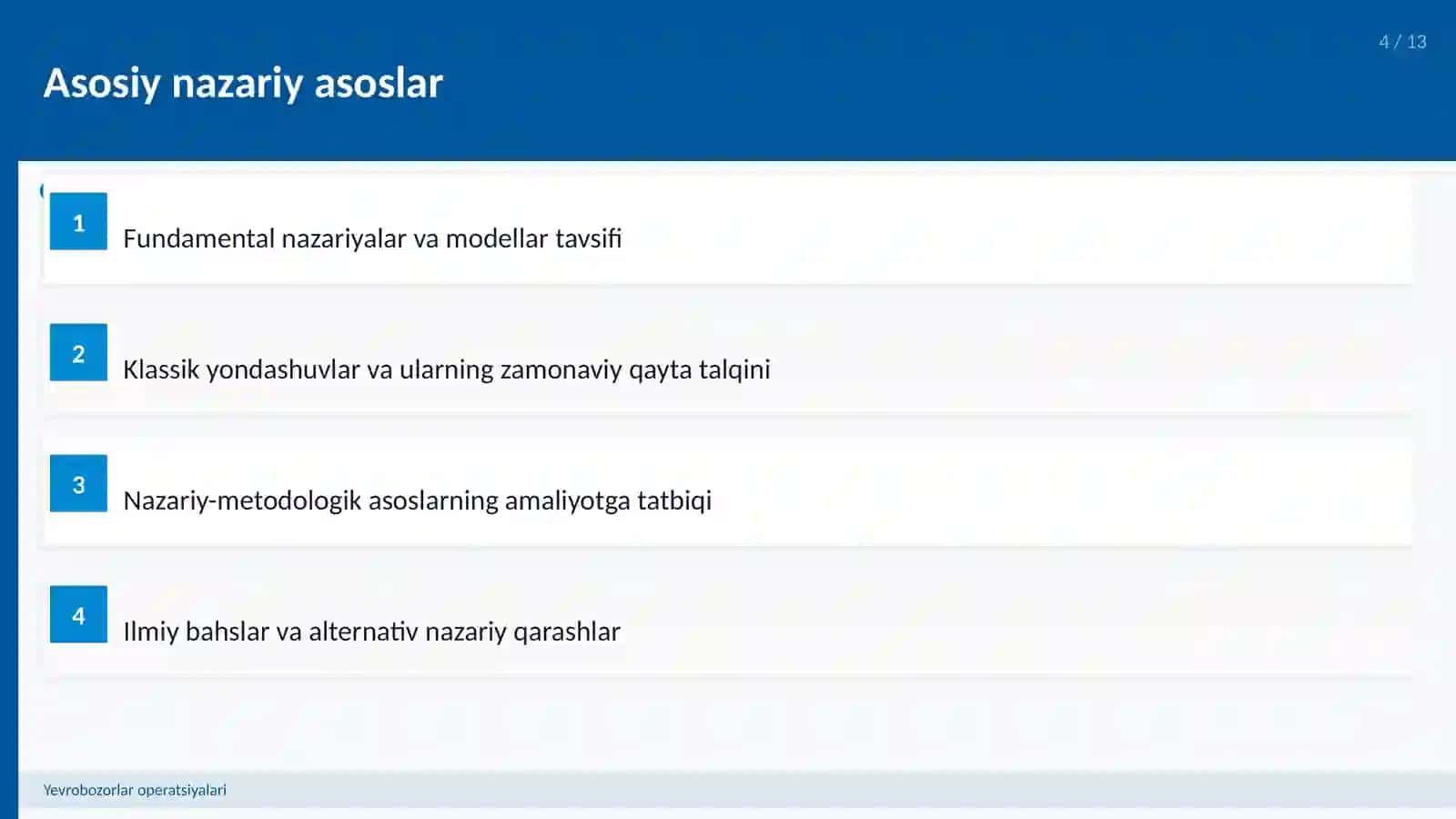 Yevrobozorlar operatsiyalari 4