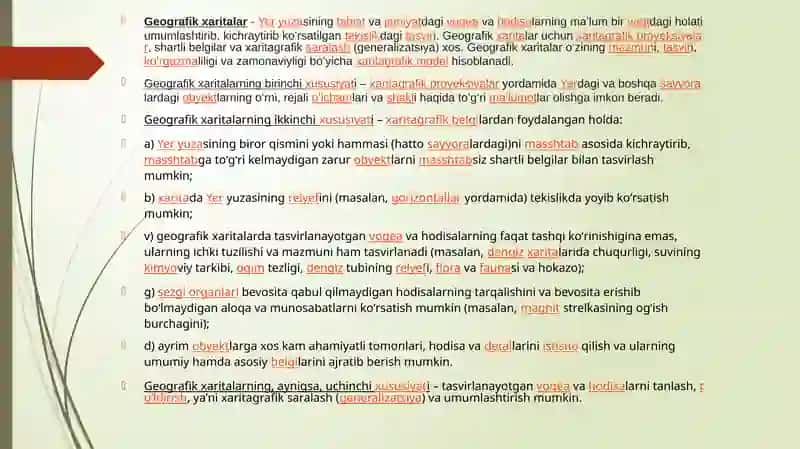 Umumgeografik xaritalarni o’rganish 4