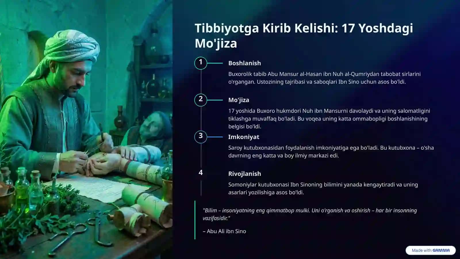 Abu Ali Ibn Sino: Qomusiy Zukko, Tibbiyot Sultoni 4