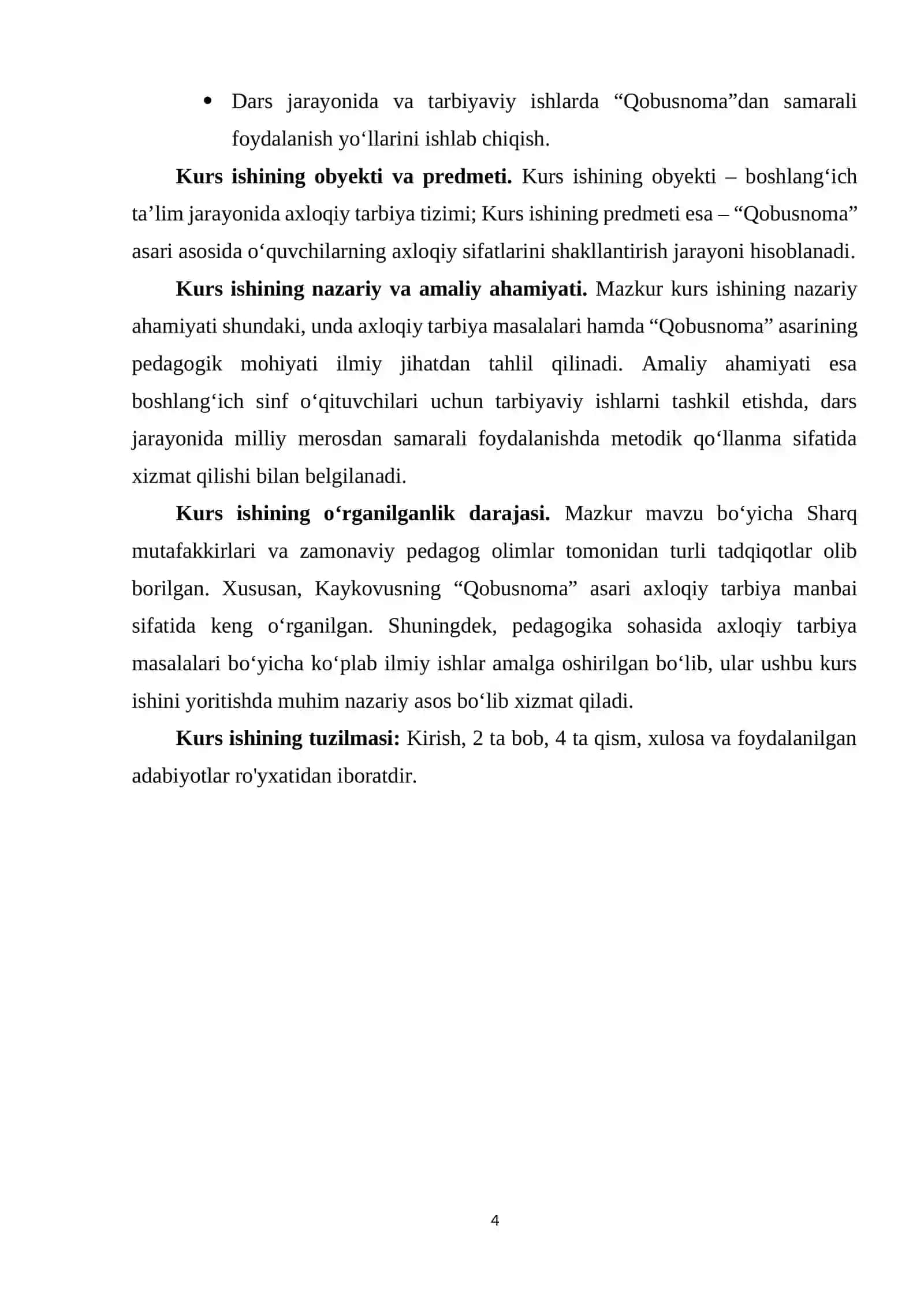 Axloqiy tarbiyada Kaykovusning “Qobusnoma” asaridan foydalanish 4