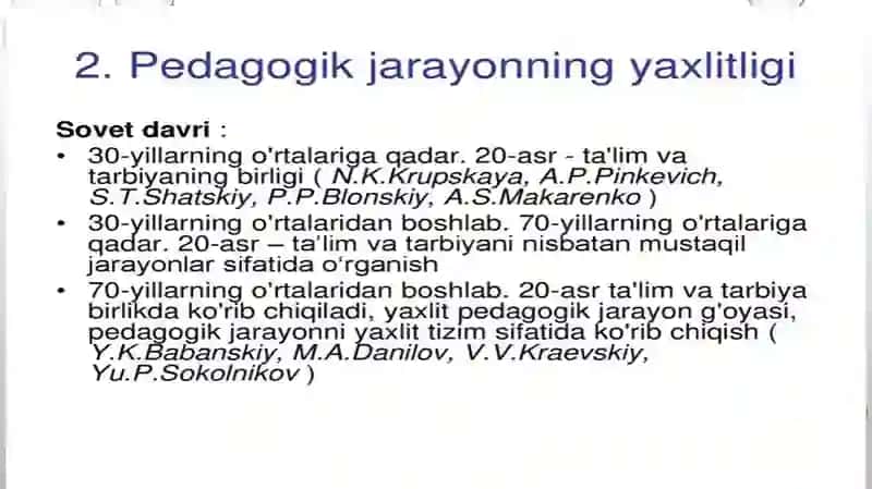 Pedagogik jarayon bosqichlari 4