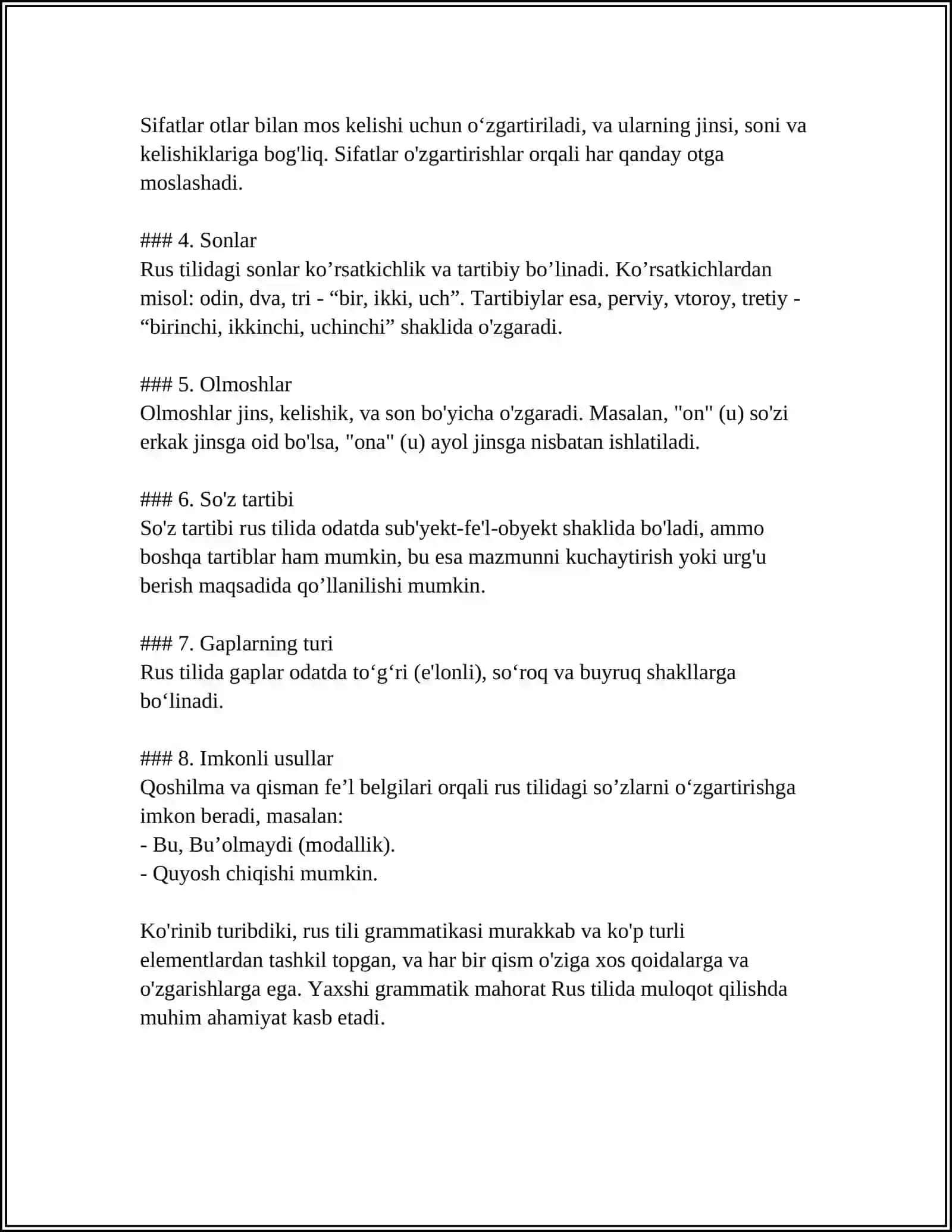 Rus Tili Grammatikasi 4