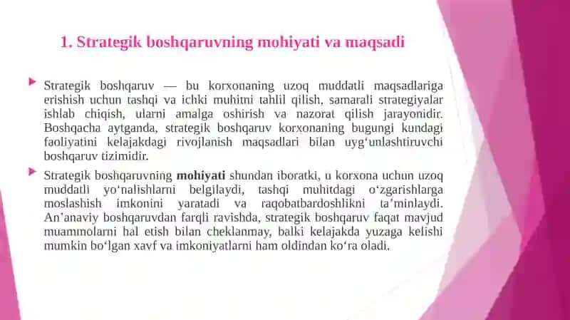 STRATEGIK BOSHQARUVNING VAZIFALARI 4