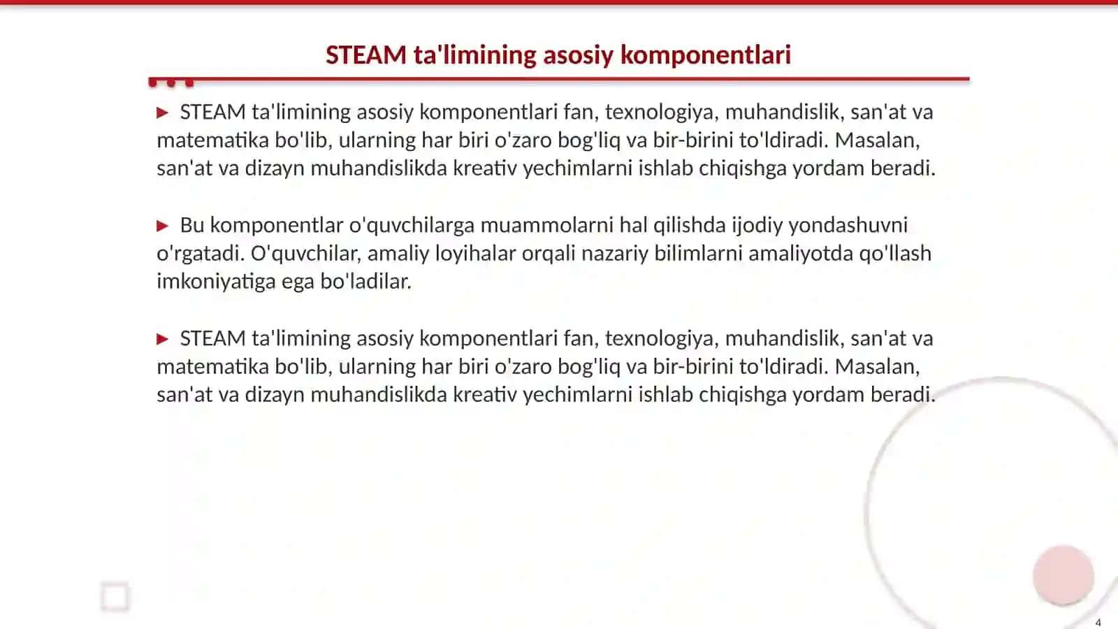 Ta'limda STEAM tizimi va kreativlik 4