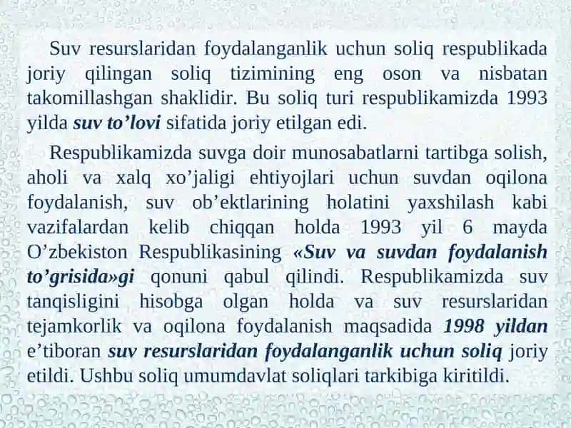 Suv resurslaridan foydalanganlik 4