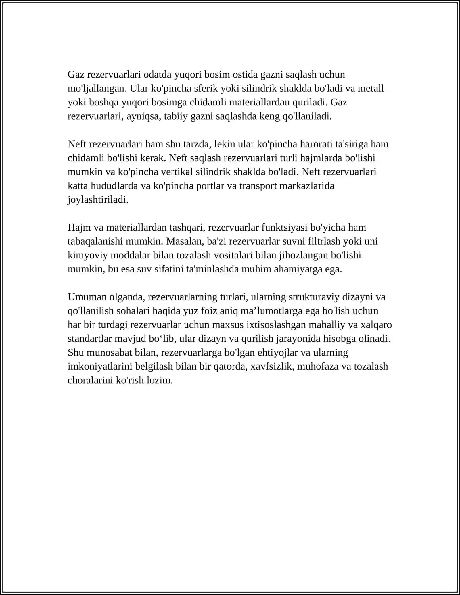 BOSH REJASINI ISHLASH.REZERVUAR 4