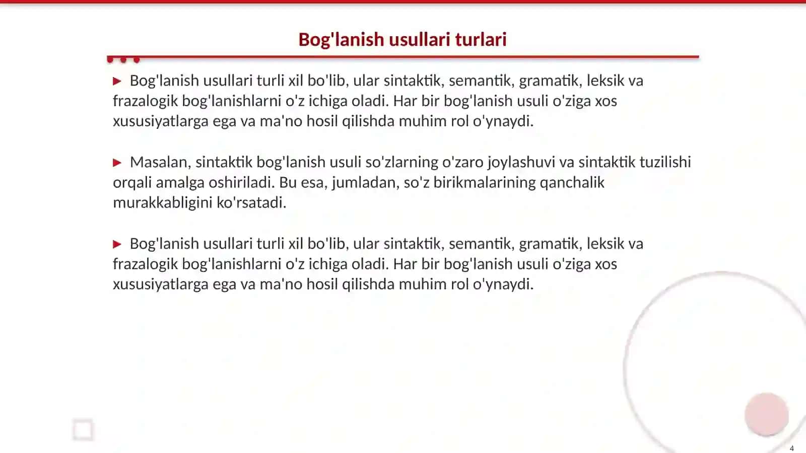 So'z birikmasining bog'lanish usullari 4