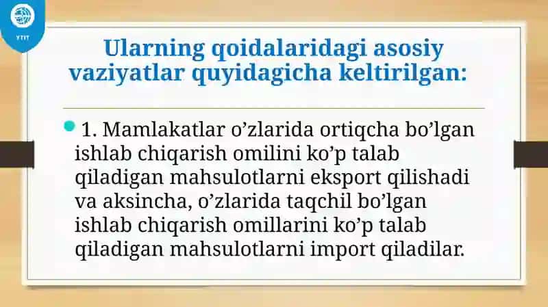 XALQARO SAVDO NAZARIYALARI 4