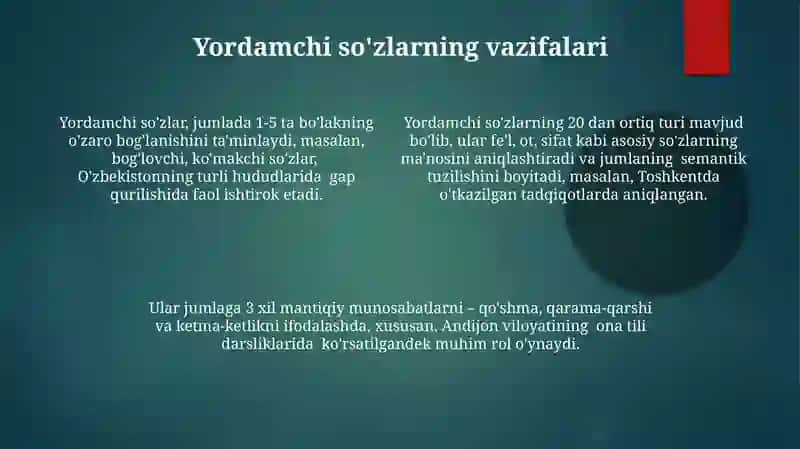 Yordamchi soʻz turkumlari 4