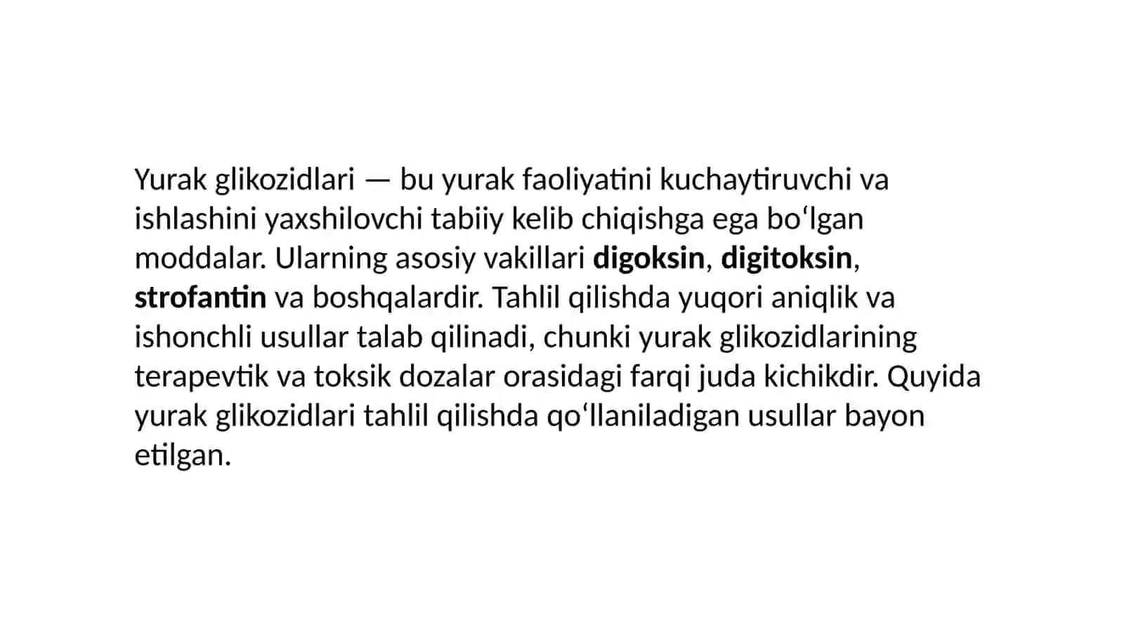 Yurak glikozidlarini tahlil qilish 4