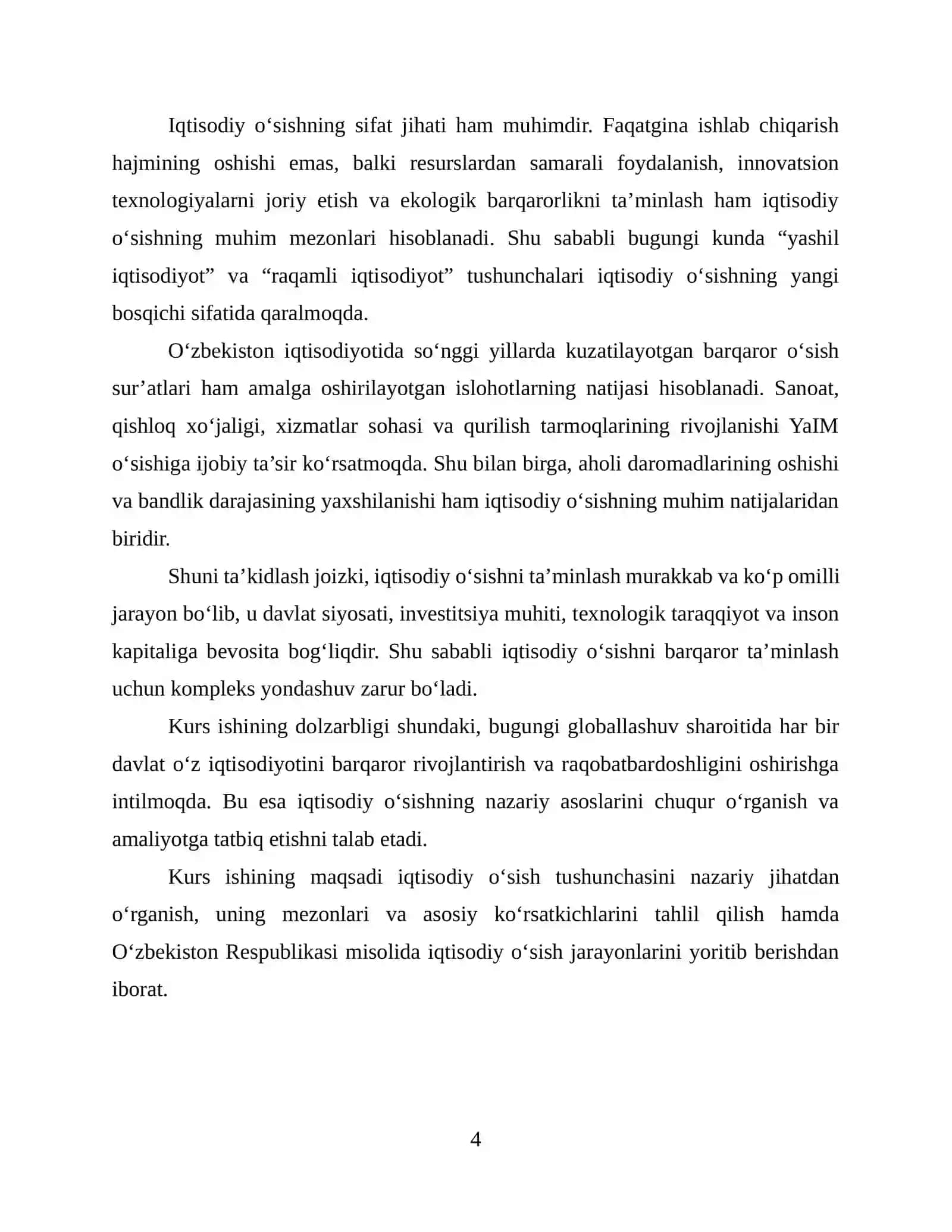 Iqtisodiy oʻsish uning mezoni va uning koʻrsatkichlari 4