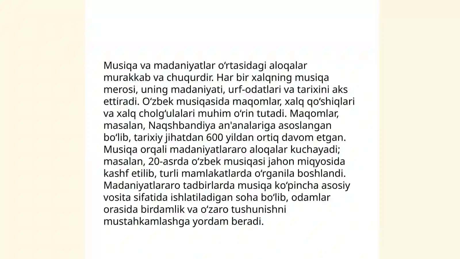 Musiqa sanʼatining hayotdagi oʻrni va roʻli 4