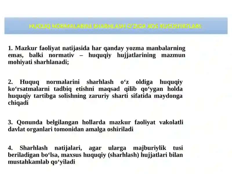 Huquq normalarini sharhlash 4