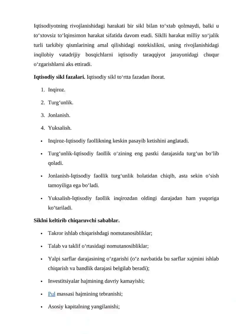 Iqtisodiy o’sish va iqtisodiy sikl 4