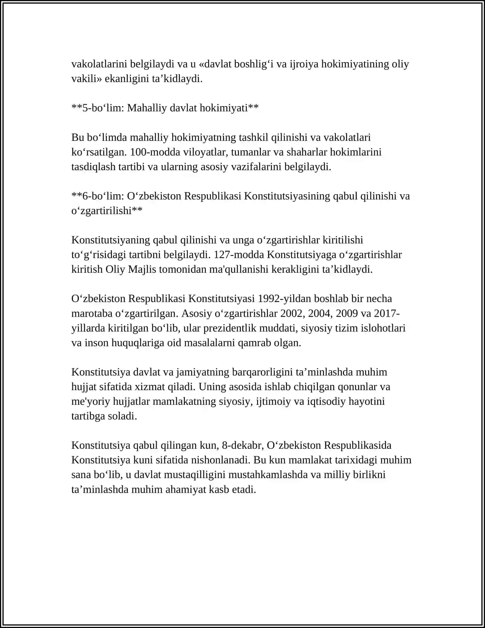 ÕZBKISTON RESPUBLIKASI KONSTITUTSIYASI 4
