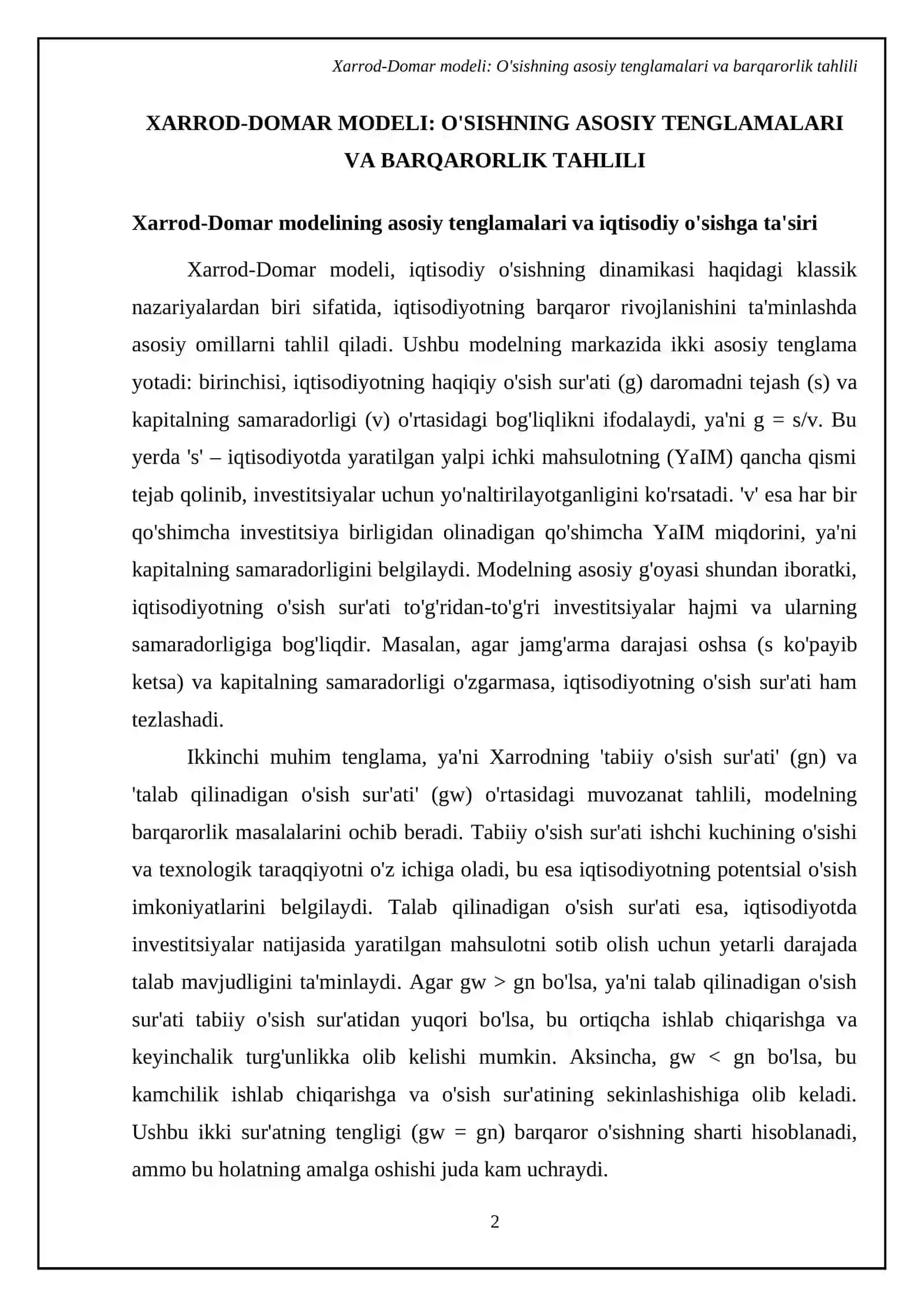 Xarrod-Domar modeli 4