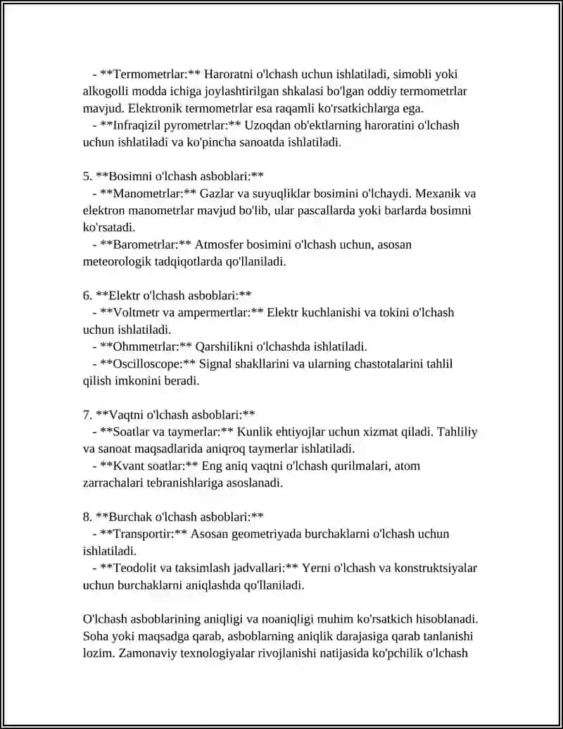 O'lchash Vositalari va Usullari 4