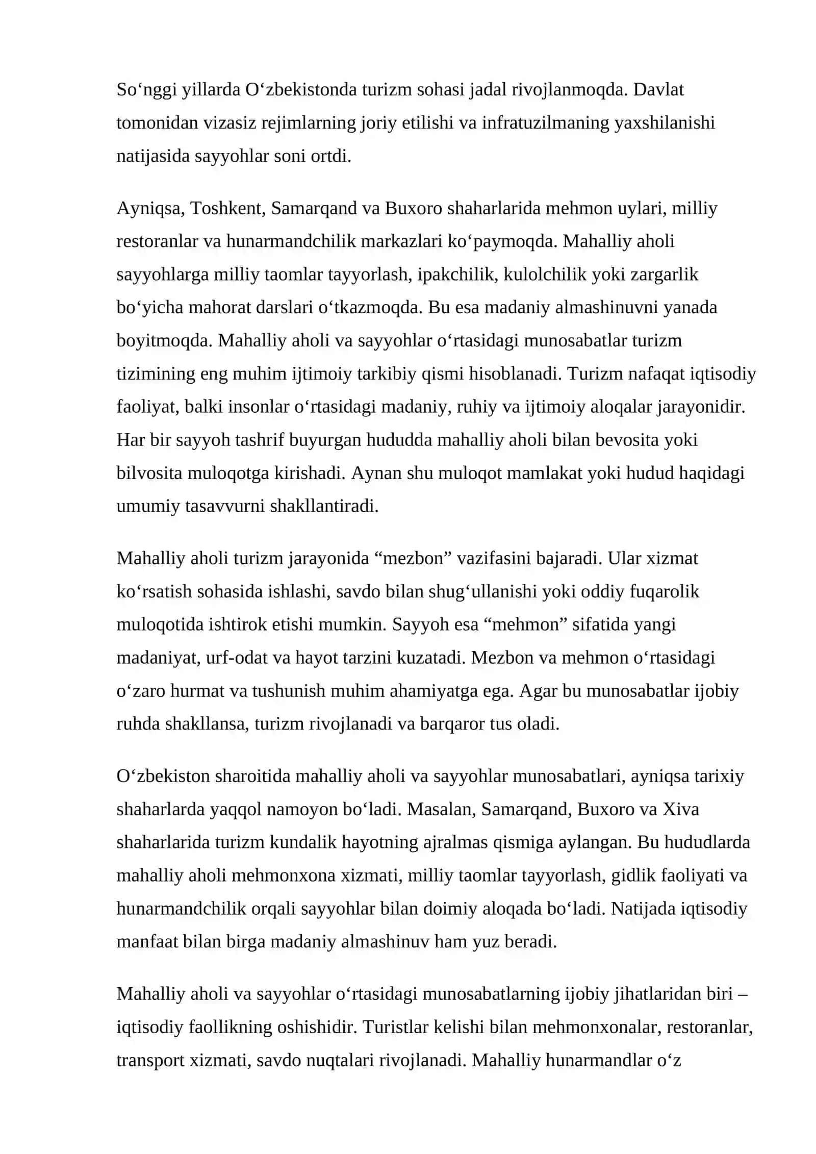 Mahalliy aholi va sayyohlar munosabati 4