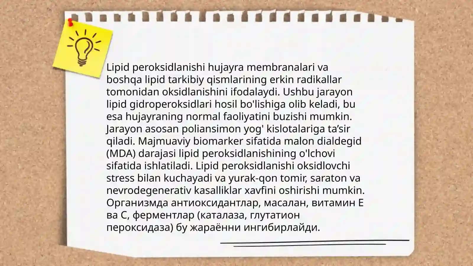 Lipidlarning peroksid oksidlanishi jarayoni 4