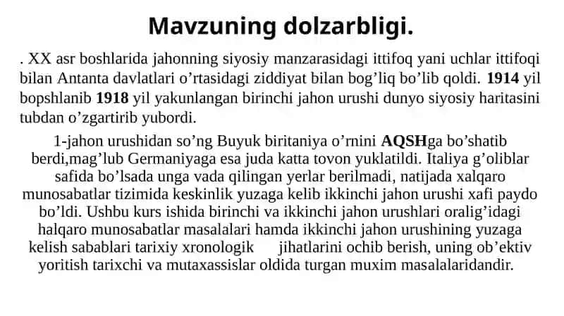 XX asrning birinchi yarmida xalqaro munosabatlar 4