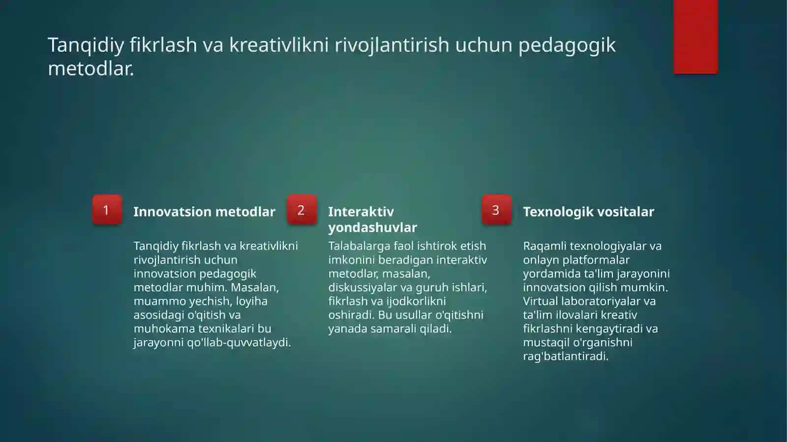 Tanqidiy pedagogika va taʼlim dakreativ yondashuvlar 4