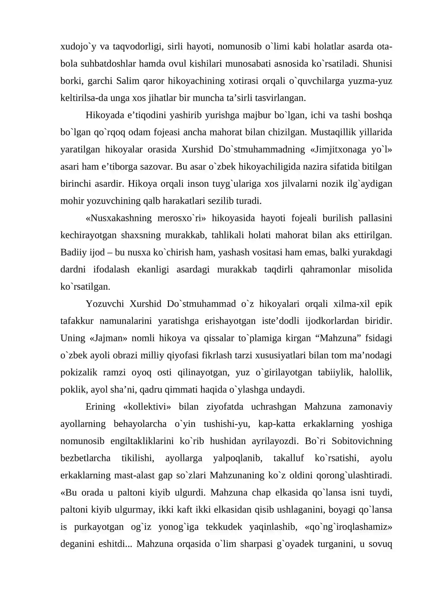 Hozirgi o`zbek nаsrining jаnr vа uslub xususiyatlаri. hikoyachilik 4