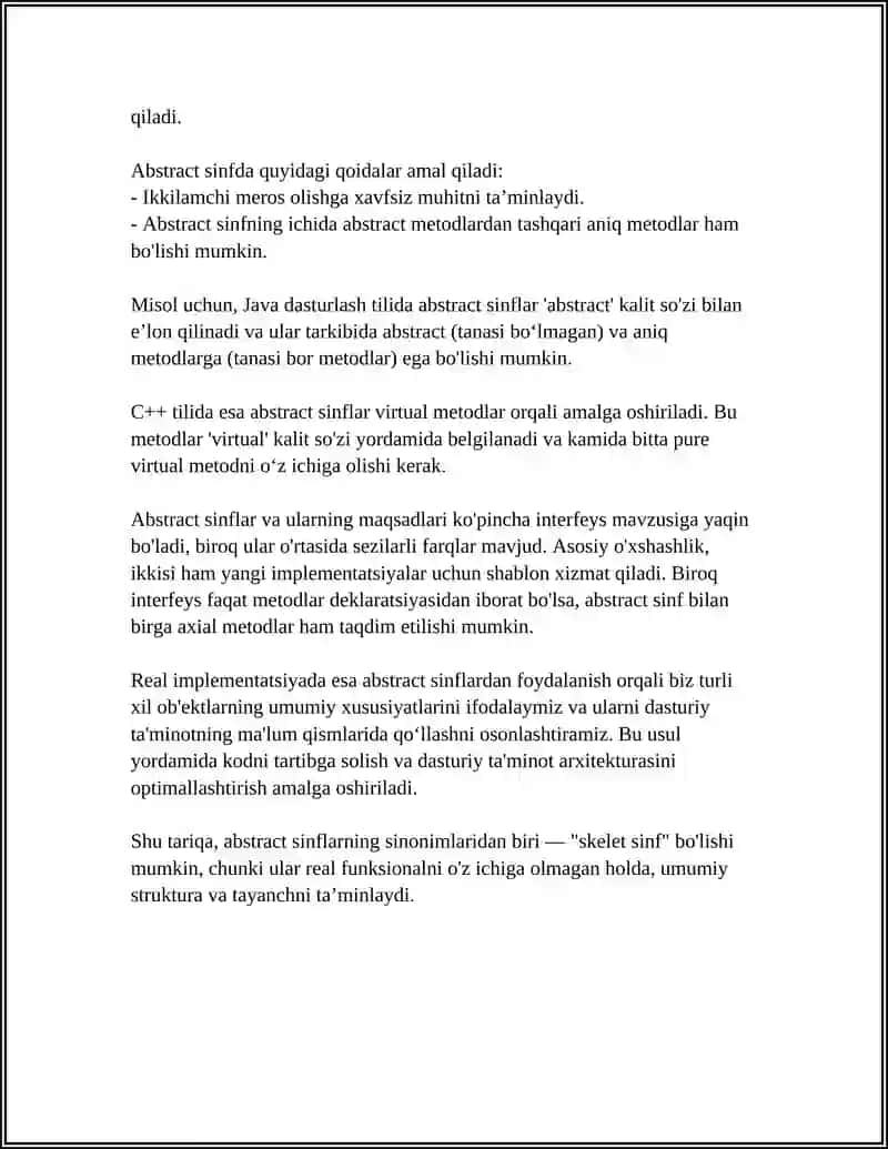 ABSTRACT SINF VA REAL IMPLEMENTATSIYA 4