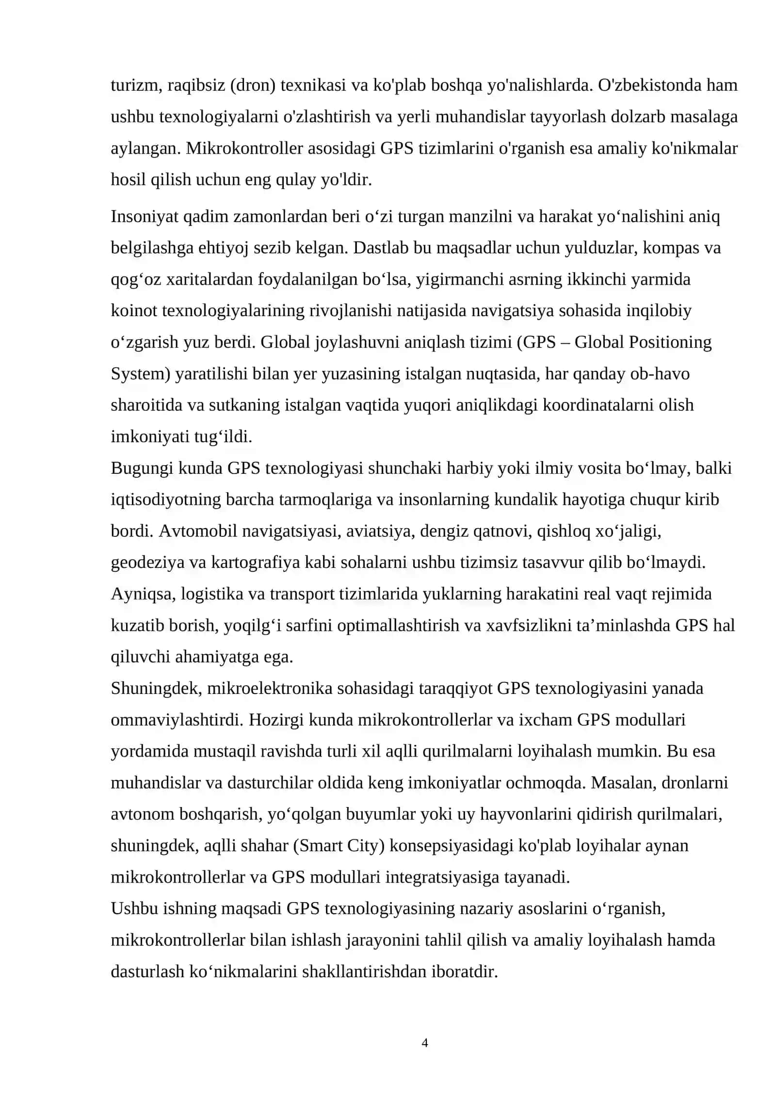 Mikrokontroller yordamida GPS texnologiyasidan foydalanish tizimi. 4