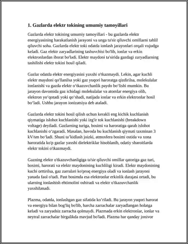 Gazlarda Elektr Tokining Umumiy Tamoyillari 4