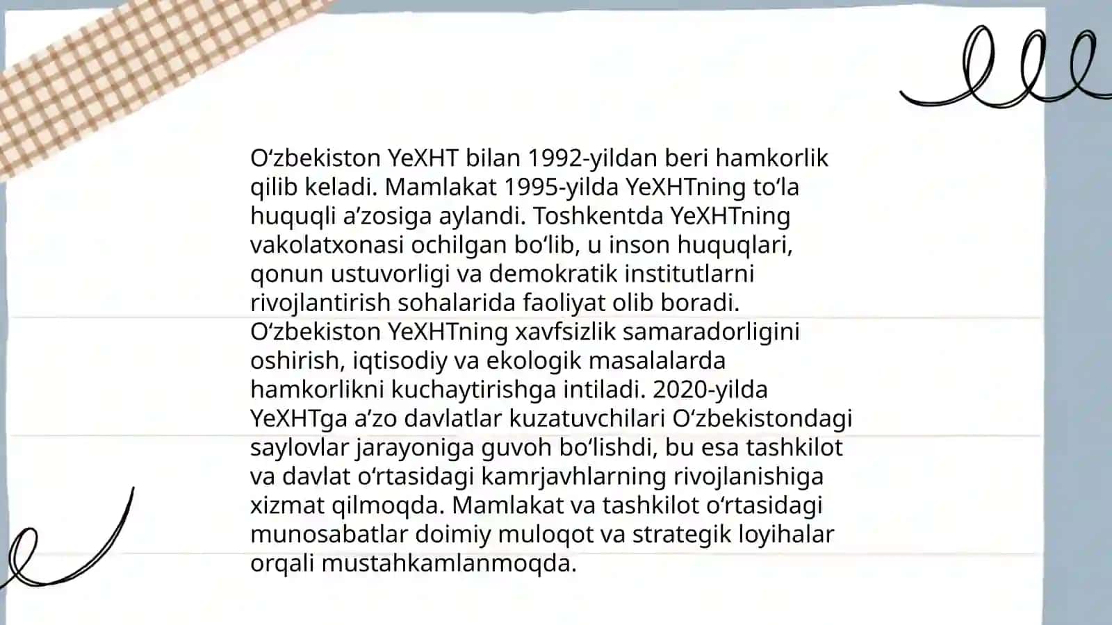 O‘zbekistonning xalqaro tashkilotlar bilan hamkorlik aloqalari 4