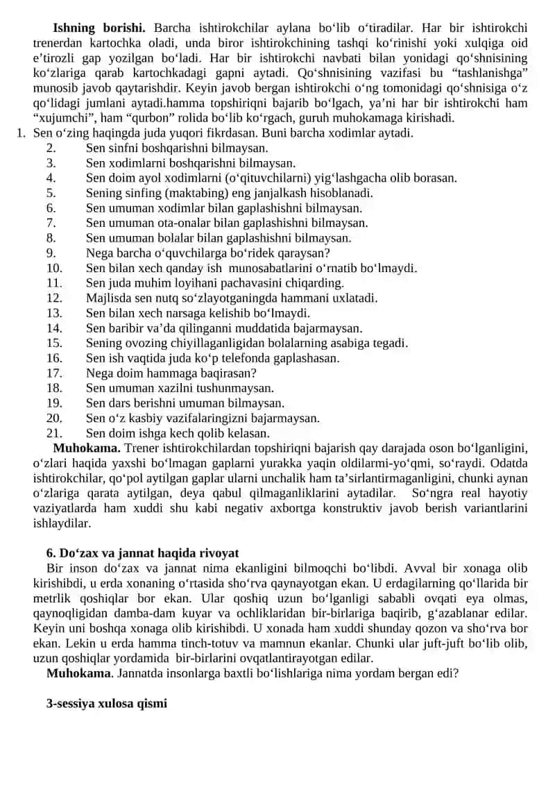 "Soft-skills" ni rivojlantirish trening dasturi 4
