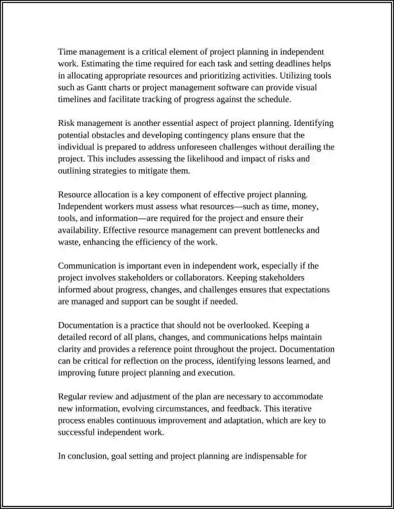 Goal setting and project planning for independent work 4